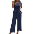thumbnail image 2 of Aloohaidyvio Jumpsuits for Women 2024 Casual Summer Dressy Romper Sleeveless Wide Leg Long Pants Outfits Jumper Navy L, 2 of 6