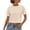 Beige, variant on Women's Crop Tee Shirts Crewneck Short Sleeve T-Shirts Pack Summer Casual Solid Slim Fit Active Workout Basic Plain Crop Tops Everyday Streetwear Apparel Beige S