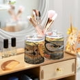 thumbnail image 6 of WOBOGO Owl Leaves Yellow Pattern Transparent Plastic Jar 2pcs Cotton Swabs Balls Pads Floss Stick Dispenser Bathroom Vanity Storage Organizer, 6 of 7