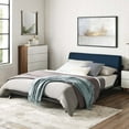 thumbnail image 6 of Modway Luella Solid Wood/Fabric Queen Platform Bed in Walnut/Blue, 6 of 6