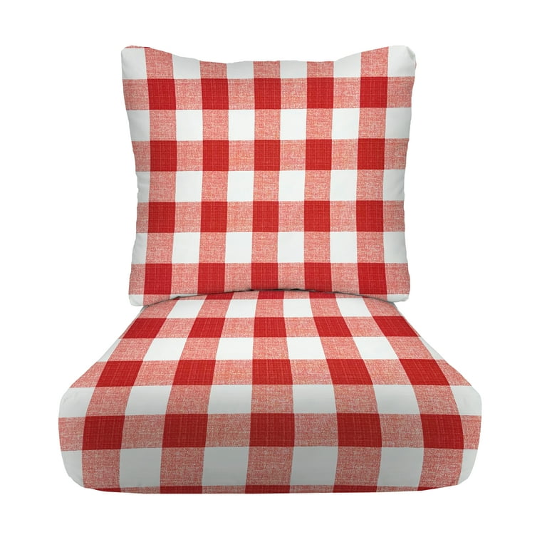 Red buffalo plaid chair cushions sale