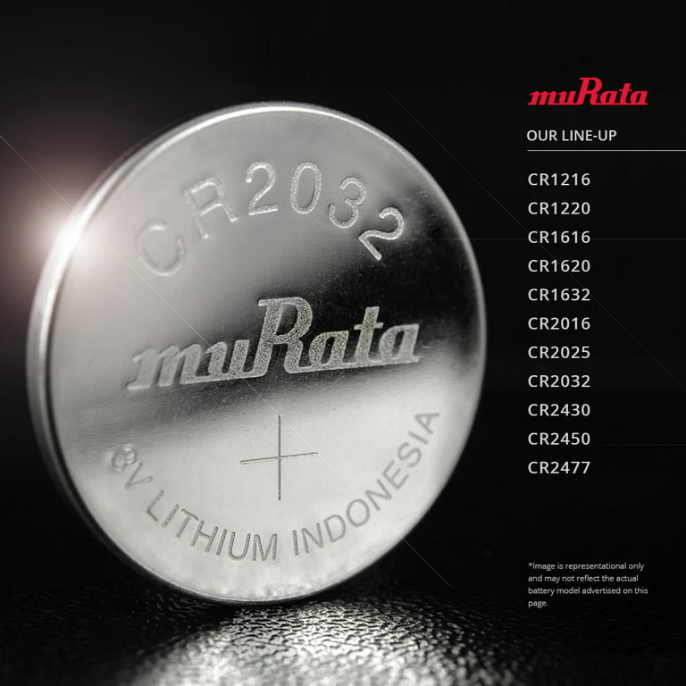 Murata CR2016 Lithium Battery 3V, 6 Pack 