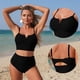 thumbnail image 2 of Traje de baño de 2 piezas para mujer, trajes de baño para mujer, bikini de cintura alta con escote en V y cordón ajustable, conjunto de traje de baño dividido para mujer, 2 of 2
