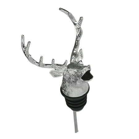 

NUOLUX Deer Head Shaped Wine Pourer Animal Bottle Stopper Creative Wine Liquor Pourer for Bar Party Restaurant (Silver)