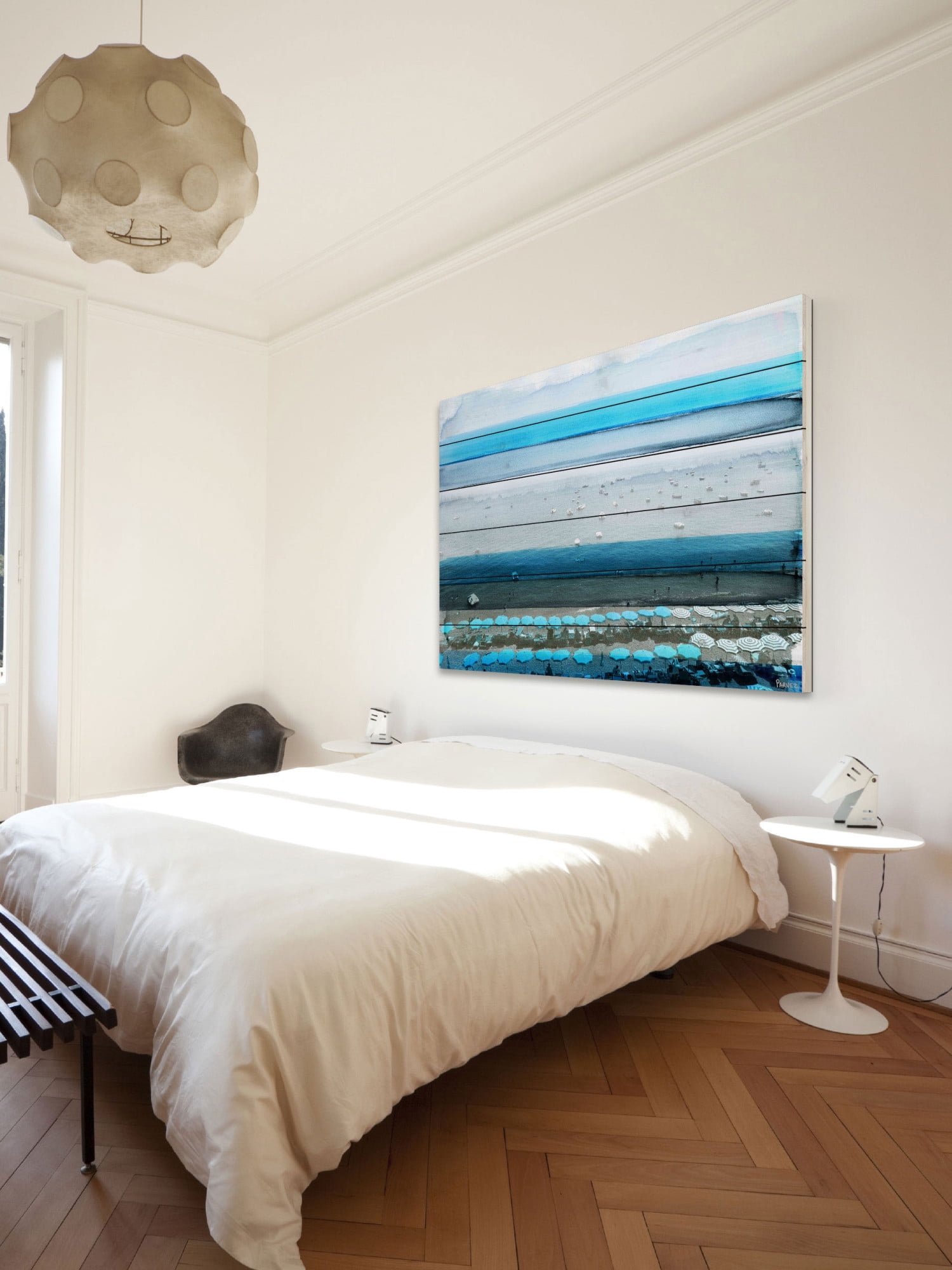Parvez Taj Spiagga White Wood Wall Art