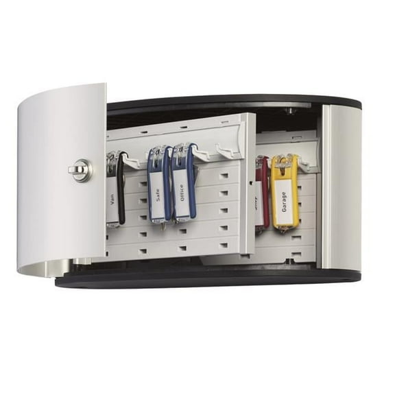 DURABLE Wall Mounted Key Cabinet with Turn Lock, Holds 12 Keys, Brushed Aluminum (196023)