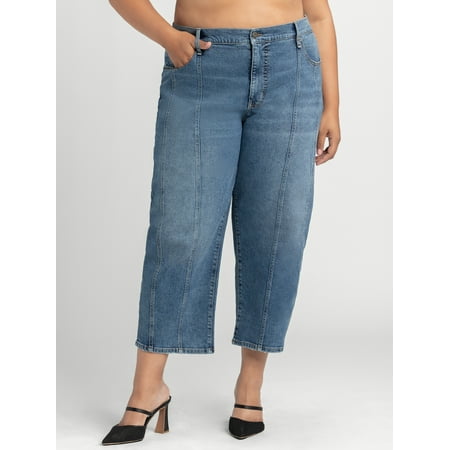 Jessica Simpson Women’s and Women’s Plus Freesia Wide Leg Jeans, 32″ Inseam,Sizes 2-24W