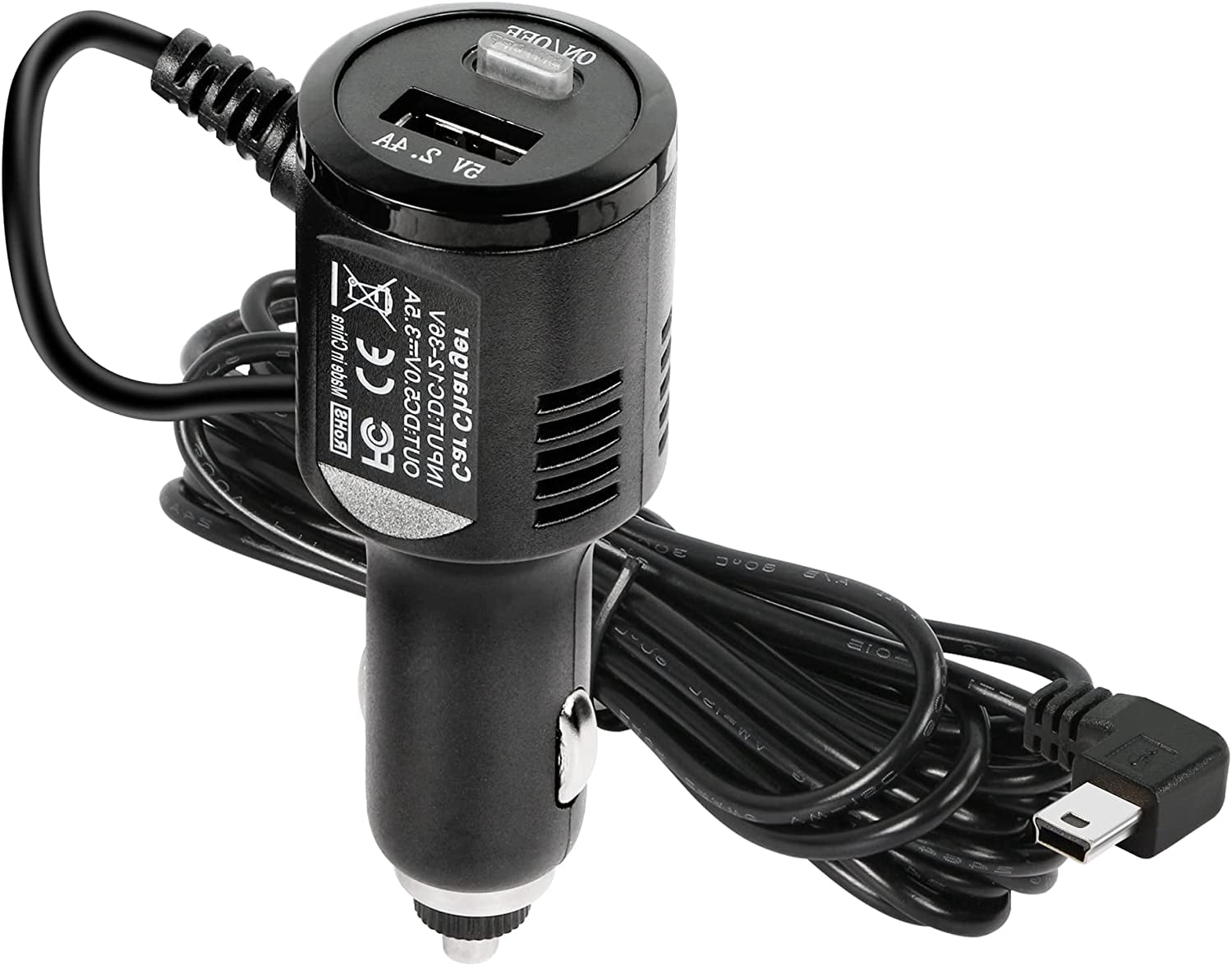 3.5 Ini USB Car Charger For Dash Ca Power Lead Cable With Left Angle Icro USB Connector 12