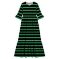 thumbnail image 4 of ITSAME Girls Striped Maxi Dress Ruffle Short Sleeve Round Neck Loose Fit Summer Comfy Casual A-Line Dress Green Size 5T, 4 of 7