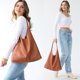 thumbnail image 2 of Bolso Hobo HOXIS de piel vegana suave para mujer naranja-marrón, 2 of 6