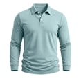 thumbnail image 3 of Fengqque Mens Casual Polo Shirt Summer Short Sleeve Vacation Button Beach Knit Stretchy Golf Shirts Blue XXXL, 3 of 7