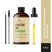 Botanic Hearth Castor Oil (2 fl oz) | USDA Certified Organic | 100% Pure & Hexane Free | Cold Pressed |Promotes Growth for Eyelashes, Eyebrows & Hair | Includes Eyebrow & Eyelash Brush