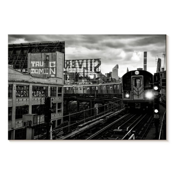 Elephant Stock Manhattan At Nightfall Bw Wall Art - Horizontal Canvas Wall Art - Living Room Wall Decor - Transportation Canvas - Black And Gray Decor By Philippe Hugonnard - 12" x 8"