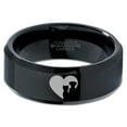 thumbnail image 2 of Tungsten Heart Yin Yang Dog Cat Lovers Band Ring 8mm Men Women Comfort Fit Black Beveled Edge Polished, 2 of 4