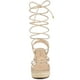 thumbnail image 2 of Alpargatas con tacón de plataforma y cordones para mujer Sandalias con cuña Beige 37, 2 of 7