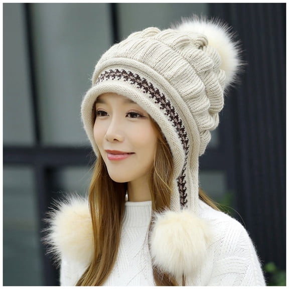 Hunpta Bomber Hats for Women,Fashion Keep Warm Winter Hats,Knitted Wool Hemming Hat with Hair ball