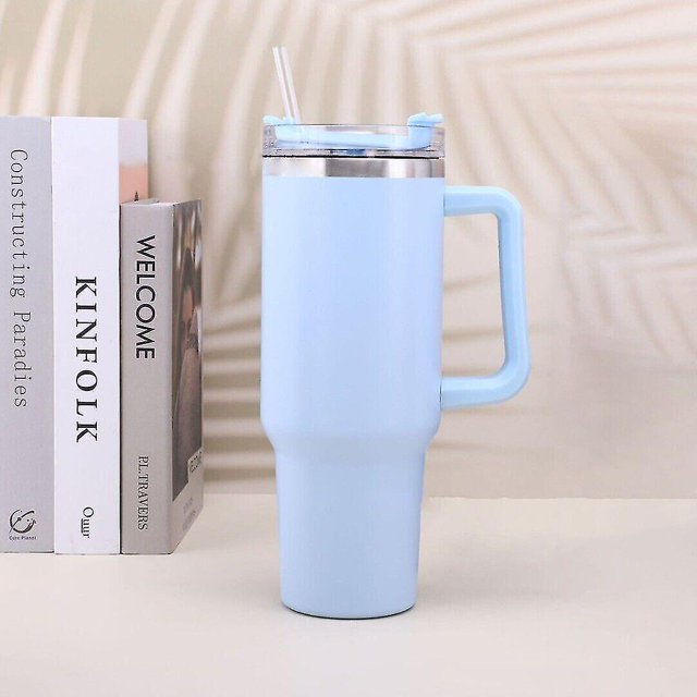 Vaso de 40 onzas con tapa de paja, botella de agua de acero inoxidable aislada, taza de café, viaje