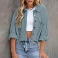 thumbnail image 2 of TYGHBN Womens Western Jacket Womens Casual Cropped Jackets Button Down Long Sleeve Shirts Jacket with Pockets Casual Jackets for Women for Winter Fuzzy Zip up Hoodie Women Knit Sweatshirt Band Tees, 2 of 5