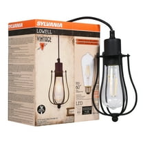 SYLVANIA Lowell Cage Vintage Black Fixture, Single Pendant Light, One Light