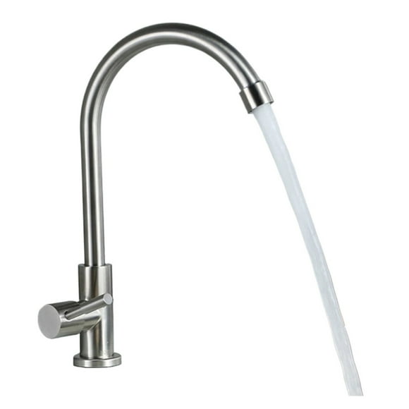 Stainless Steel Kitchen Faucet, 304 Stainless Steel 360°rotation Elbow Kitchen Faucet, Single Cold Water Single Lever Hole ,Built To Last