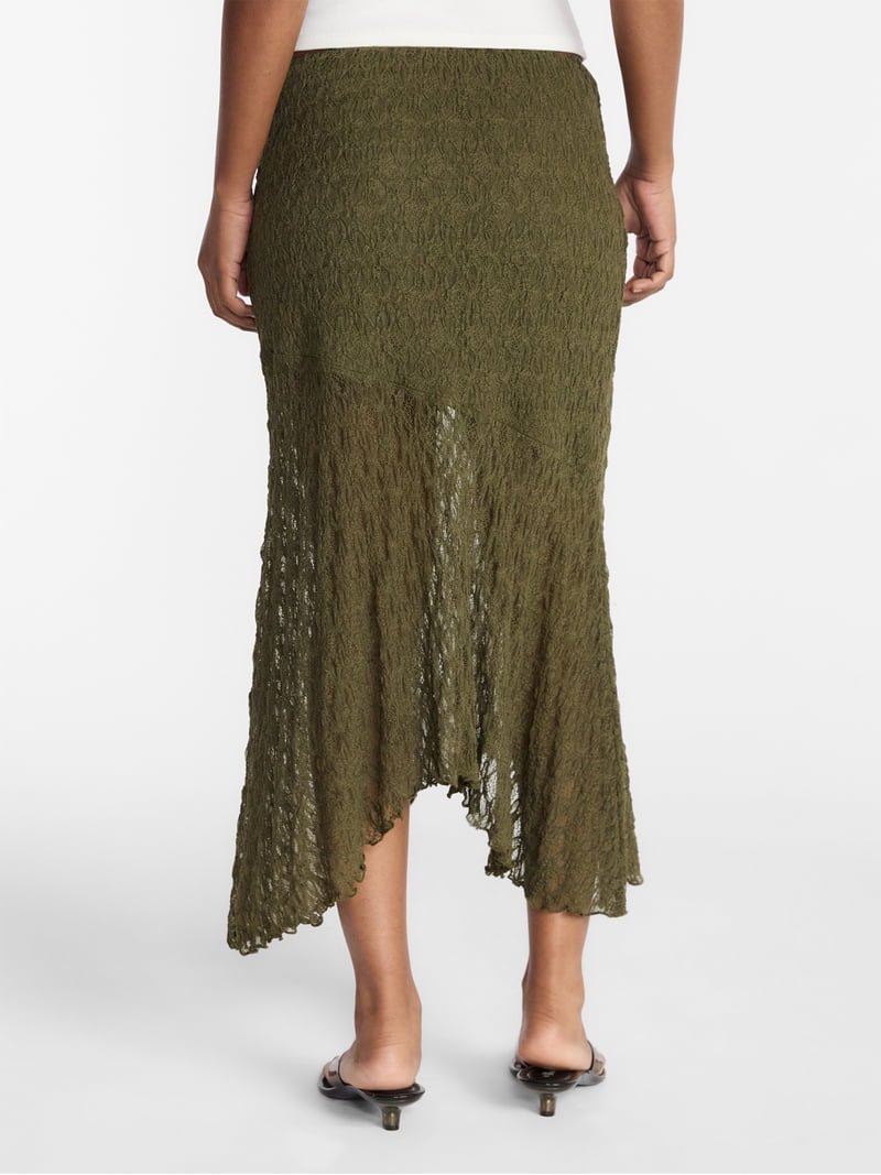 No Boundaries Asymmetrical Lace Midi Skirt, Women's XXS-XXL
