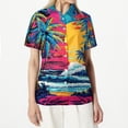 thumbnail image 2 of ASDFVBKG Hawaiian Shirt Women Hawaii T-Shirt Tropical Floral Printed V Neck Shirts Soft Cool Summer Beach Button Up Blouse Hot Pink M, 2 of 6