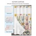 thumbnail image 4 of No Hook Shower Curtain with Snap-in Liner, Easter Bunny Waterproof Fabric Bathroom Curtains, Spring Watercolor Polka Dot Flower Plaid Beige Bath Curtains & Mesh Top Window 60"x72", 4 of 9