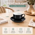 thumbnail image 2 of Unique Bargains 4 Set Espresso Cups Stackable with Saucers Black 3 oz, 2 of 7