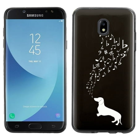 Slim-Fit Case for Samsung Galaxy J7 Crown / J7 Aura / J7 Star / J7 Refine, OneToughShield ® Scratch-Resistant TPU (Black Bezel) Protective Phone Case - Dachshund/Puppy