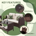 thumbnail image 4 of Lacoo 4 Pieces Patio Furniture Sets Rattan Chair Wicker Conversation Sofa Set Outdoor Tble and Chairs for Backyard Porch Garden Poolside Balcony, White, 4 of 7