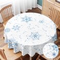 thumbnail image 1 of Table Cloth Snowflakes Round Tablecloth 60 inch Winter Blue Snow Splash Crystal Elegant Ice Spot Tablecloths for Round Tables Small Round Tablecloth Table Cover for Outdoor, 1 of 6