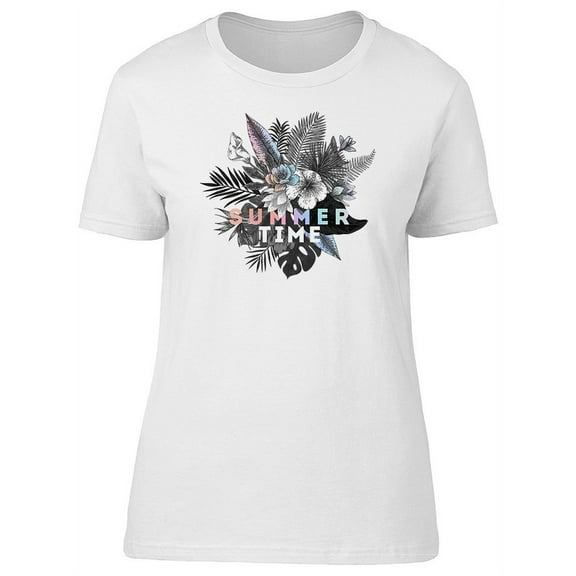 Summer Time Tropical Flowers B&W Tee Women's -Image by Shutterstock