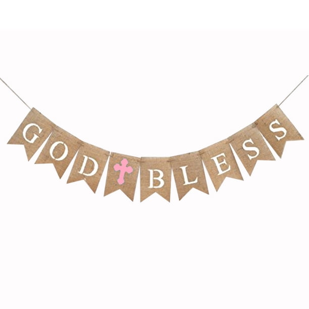 Naiovety Decoraciones de bautismo Delicada pancarta religiosa Adorno Bandera Decoración Pancartas colgantes al aire libre para diseño de escena de Kits de decoración para fiestas Rosado Naiovety HA059311-02