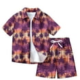 thumbnail image 2 of Cethrio Boys Hawaiian Outfit Sets, Fashion Holiday Short Sleeve Beach Shirt & Short Wine Size 13 T, 2 of 3