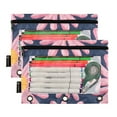 thumbnail image 2 of Pink Hand Drawn Daisy 2 Pack Pencil Pouch for 3 Ring Binder Smooth Zipper Folders with Pockets Clear Window Pencil Case, 2 of 6