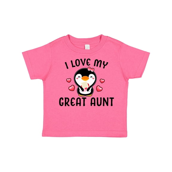 Inktastic I Love My Great Aunt with Cute Penguin and Hearts Girls Toddler T-Shirt