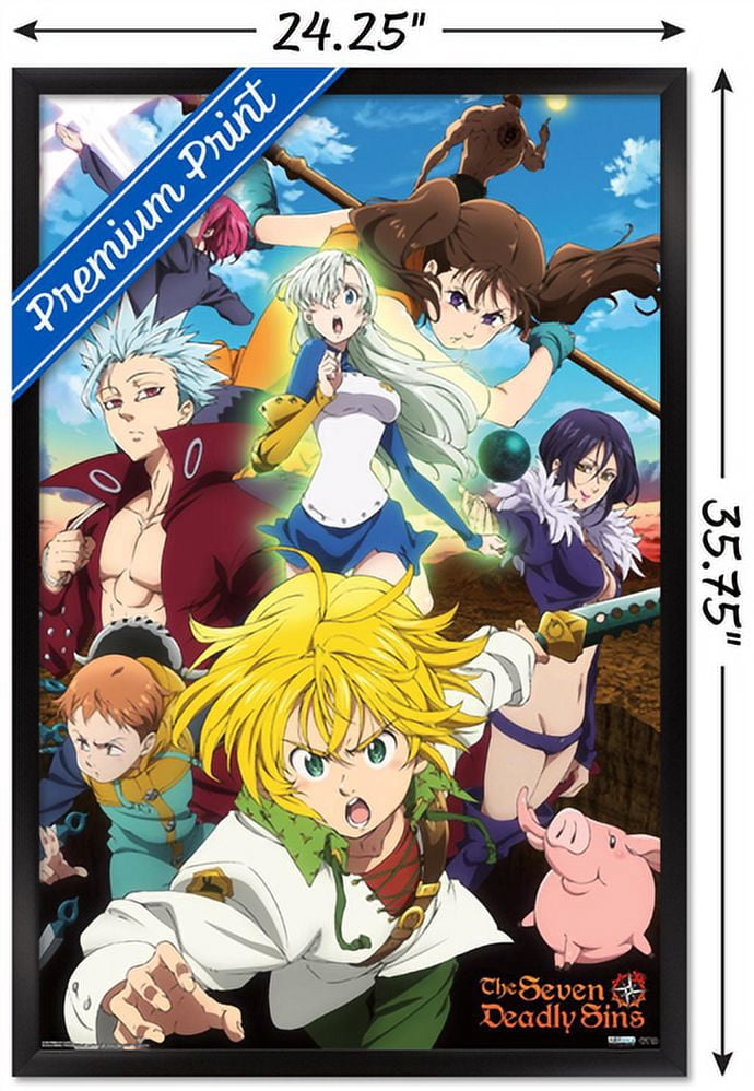 The Seven Deadly Sins: Season 3 - Key Art Wall Poster, 22.375" x 34", Framed