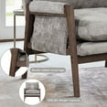 thumbnail image 6 of Mid-Century Accent Chair Modern Retro Leisure Chair with Solid Wood Frame Upholstered Teddy Fleece Fabric Single Sofa Armchair for Living Room, Bedroom, Balcony, Gray, 6 of 7