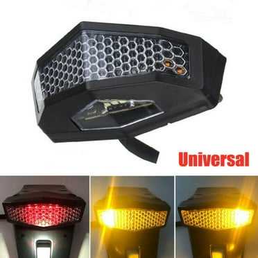 Rooha Universal Motorcycle LED Turn Signals Brake Running Licen Tail Light Fender Edge