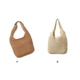 thumbnail image 4 of Sonducket Bolso de cesta de paja trenzada para mujer, reutilizable, informal, elegante, de Color sólido, con bolsillo con cremallera, para compras de Bolsas de mensajero y de hombro caqui oscuro Sonducket AP012119-02, 4 of 6
