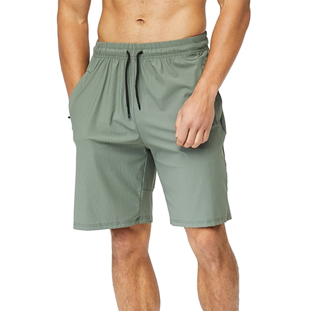 Pantalones cortos deportivos de secado rápido verdes, pantalones cortos transpirables de seda de hielo para entrenamiento para correr