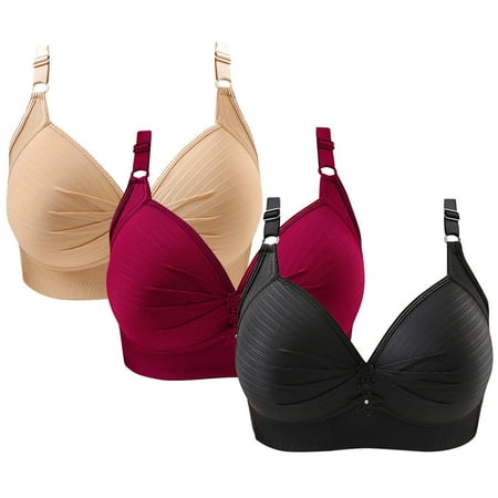 Women s 3 Pack Bras  Womens Full Coverage Push Up Underwire Bra Sexy Plunge Seamless Supportive Tshirt Bras for Women S-5XL Womens Bras Clearance under $5