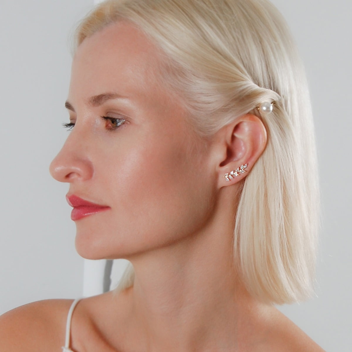 Humble Chic Crystal Leaf Ear Climber Earrings for Women Walmart