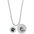 thumbnail image 1 of Delight Jewelry Silvertone Black Paw on White Disc Silvertone Script Initial Disc - Q - Charm Necklace, 20"+3", 1 of 4