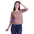 thumbnail image 1 of Moomaya Printed Keyhole Neck Ring Top Casual 3/4th Sleeve Tees Tank Tunic Top, 1 of 5