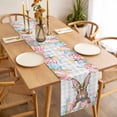 thumbnail image 3 of Table Runner 36 Inches Long for Kitchen Dining, Bunny Easter Dresser Scarf Farmhouse, Dining Table Decorations for Wedding/Parties, Pink Floral Eggs Farmhouse Checkered 13 x 36 In, 3 of 8