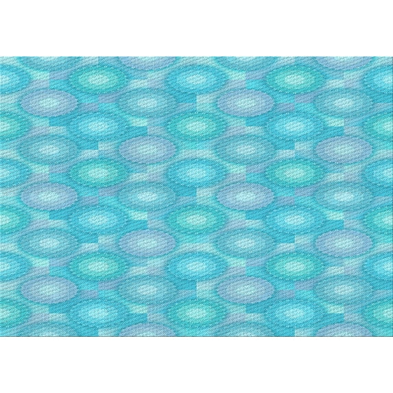 Ahgly Company Indoor Rectangle Patterned Bright Turquoise Blue Area Rugs, 7' x 10'