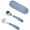 Blue, variant on Travelwant 2Pcs/Set Kids Utensils Stainless Steel Baby Fork and Spoon Safe Travel Toddler Utensils Set Kids Cute Baby Flatware with Round Silicone Handle for Baby