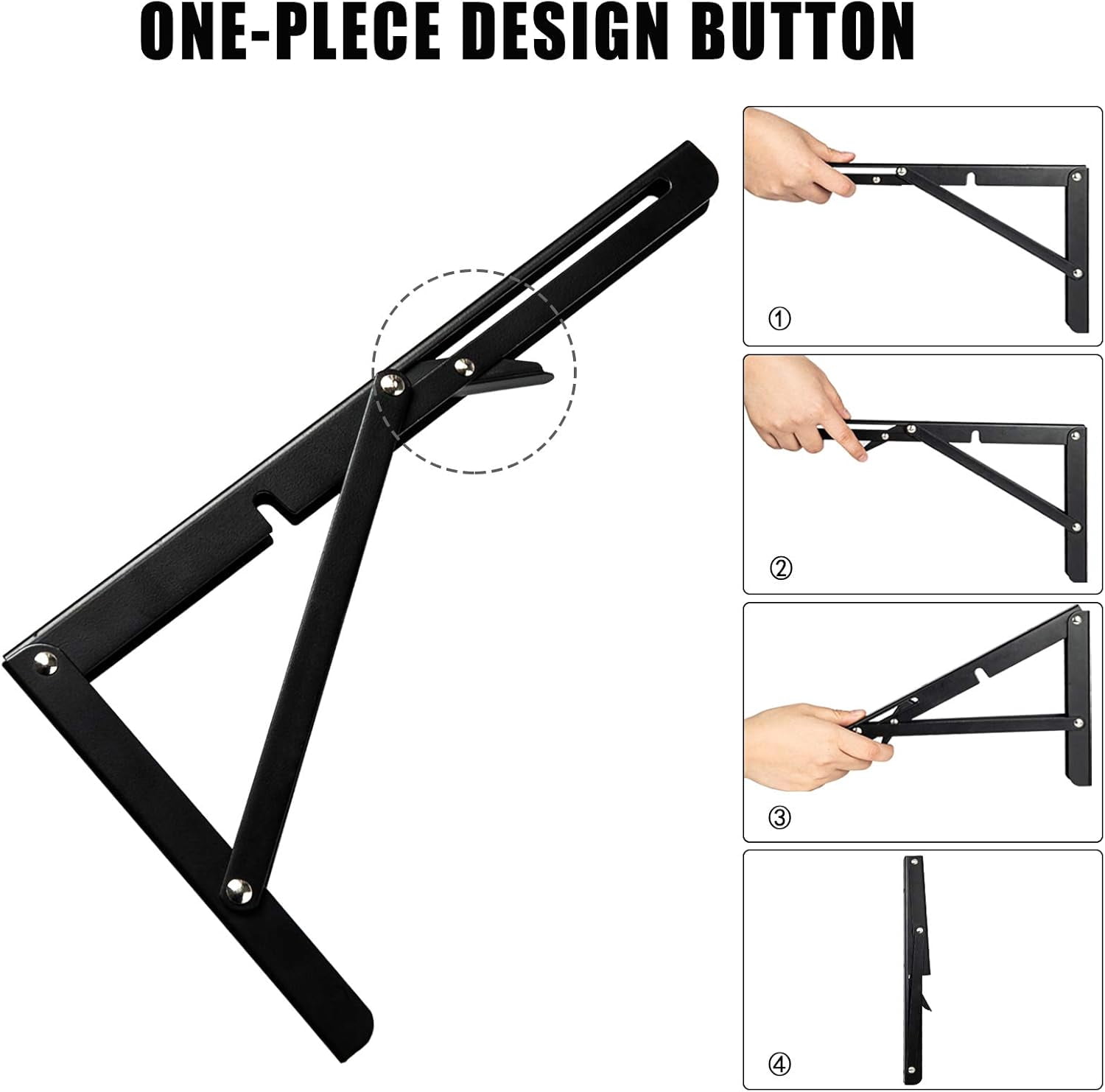 Collapsible Shelf Bracket For Multi-Purpose Functions, Easy To Install Heavy Duty Steel Floating Wall Mounted (2 Pieces)
