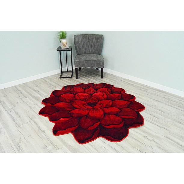Flowers 3d Effect Hand Carved Thick, Rose Shaped Rug